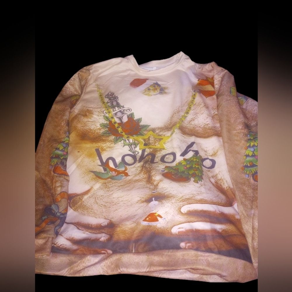 Festive Ho Ho Ho Shirtless Ugly Christmas Sweater Sweatshirt Size XL NWOT P2P 25 - Picture 5 of 5